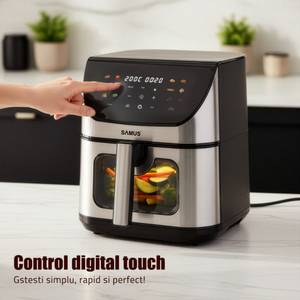 Samus Air Fryer Air Fryer Samus AF8-S1700DW | 1700W, 8L, 12 Programe, Inox/Negru