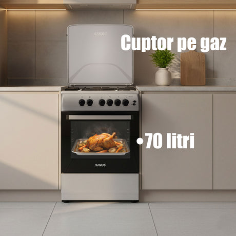 Aragaz SamusSM664XPGS1 | 70L, 60cm, Gri, 60x63.5x86cm