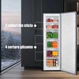 Samus Congelator vertical Congelator Samus SCGXE336NFE, No Frost, 204 L, Clasa E, Super freezeing, Inox