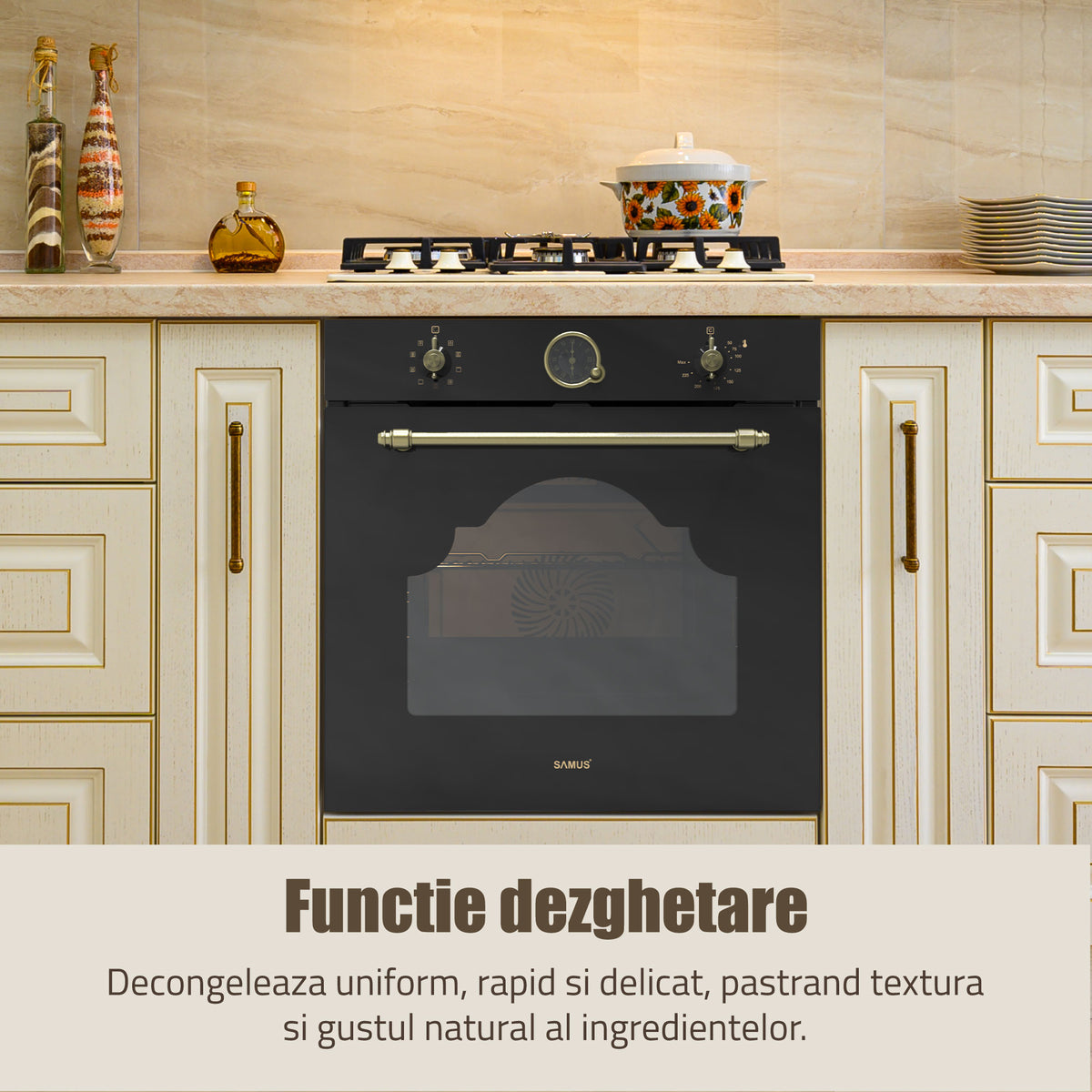 Cuptor Incorporabil Samus SC630VTA9 | Clasa A, Negru, 59.5x56.8x59.5cm