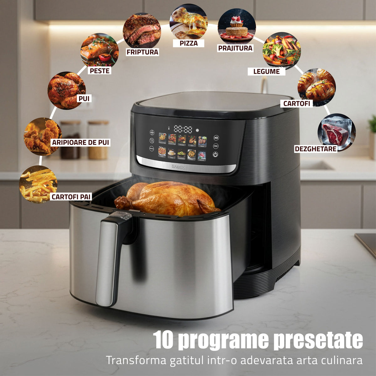 Air Fryer Samus AF8.5-S2000D | 2000W, 8.5L, Digital, Inox