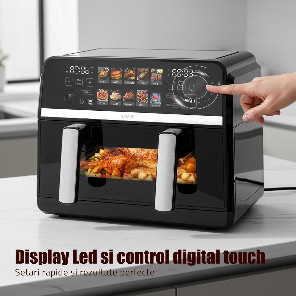 Air Fryer Samus AF9BIG-S2500DW | 2500W, 9L, 10 Programe, Negru
