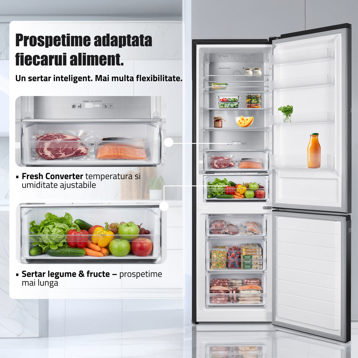 Combina Samus SCX526NFC | 377L, No Frost, Clasa C, 60x67.5x200.5cm