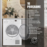 Uscator de Rufe Samus SGDP-924 | 9kg, Pompa de Caldura, 16 Programe, Clasa D, Alb, 60x60x85cm