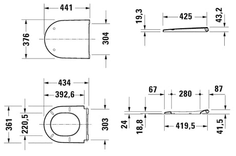 Duravit Capac WC Capac WC Duravit D-Neo 0021610000 | Detasabil, Fixare Inclus, Balamale Inox, Alb