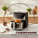Air Fryer Samus AF8-S1700DW | 1700W, 8L, 12 Programe, Inox/Negru