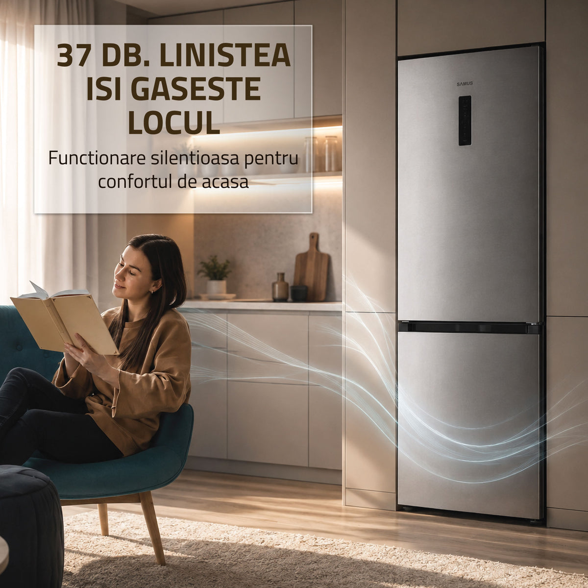 Combina Frigorifica Samus SCX540NFIE | No Frost, Clasa E, Inox, 60x68x186cm