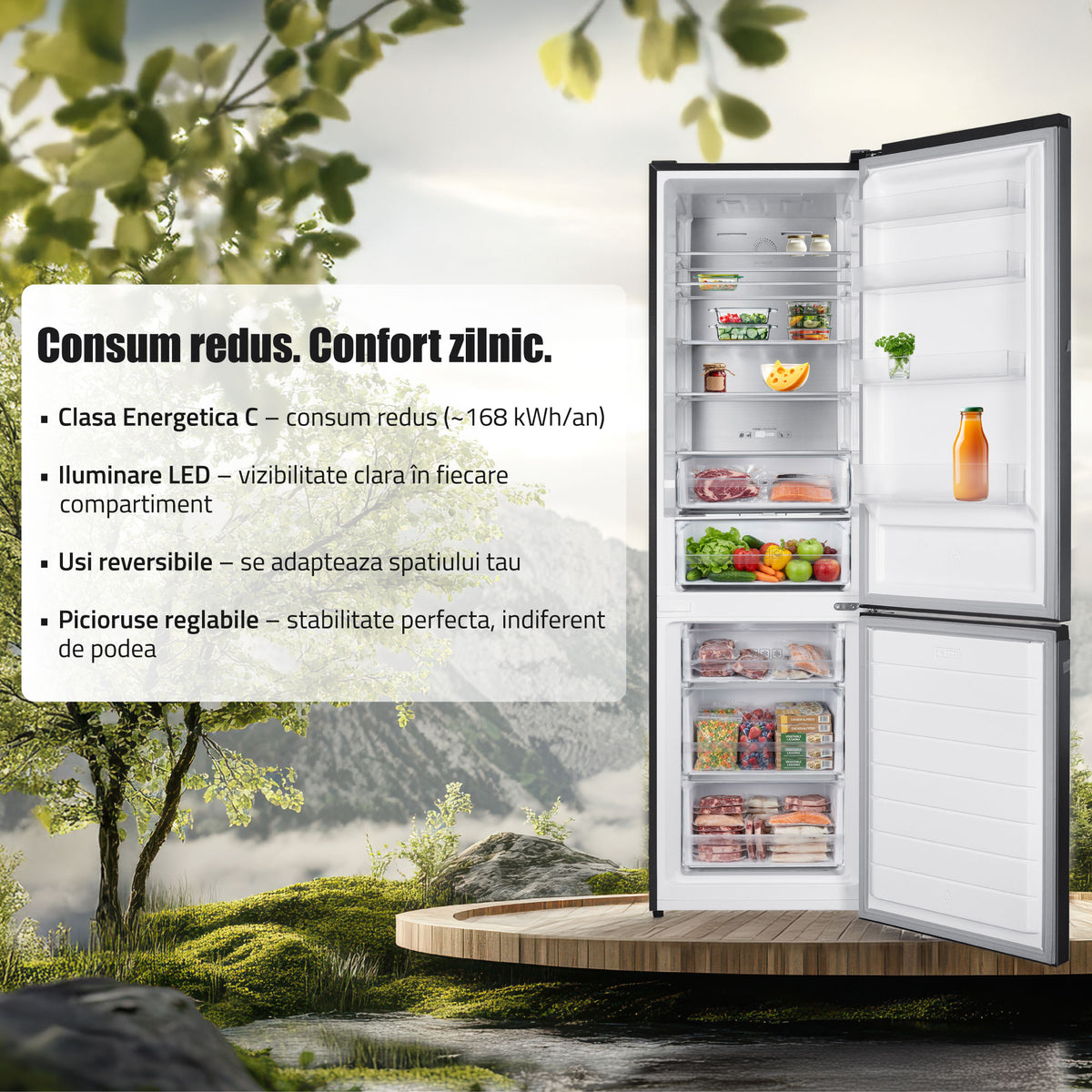 Combina Samus SCX526NFC | 377L, No Frost, Clasa C, 60x67.5x200.5cm