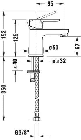 Duravit Baterie lavoar Duravit, A.1 Single lever basin mixer S, monocomanda, marime S, cartus ceramic, fara set de evacuare, crom