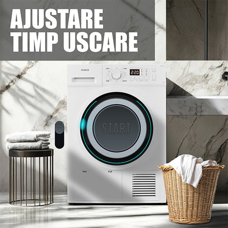 Uscator de Rufe Samus SGDP-924 | 9kg, Pompa de Caldura, 16 Programe, Clasa D, Alb, 60x60x85cm