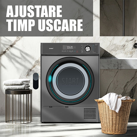 Uscator de Rufe Samus SWDP-817DS | 8kg, Pompa de Caldura, 16 Programe, Clasa E, Antracit