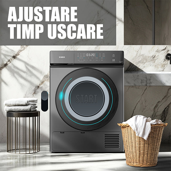 Uscator de Rufe Samus SWDP-919DS | 9kg, Pompa de Caldura, 18 Programe, Clasa E, Antracit