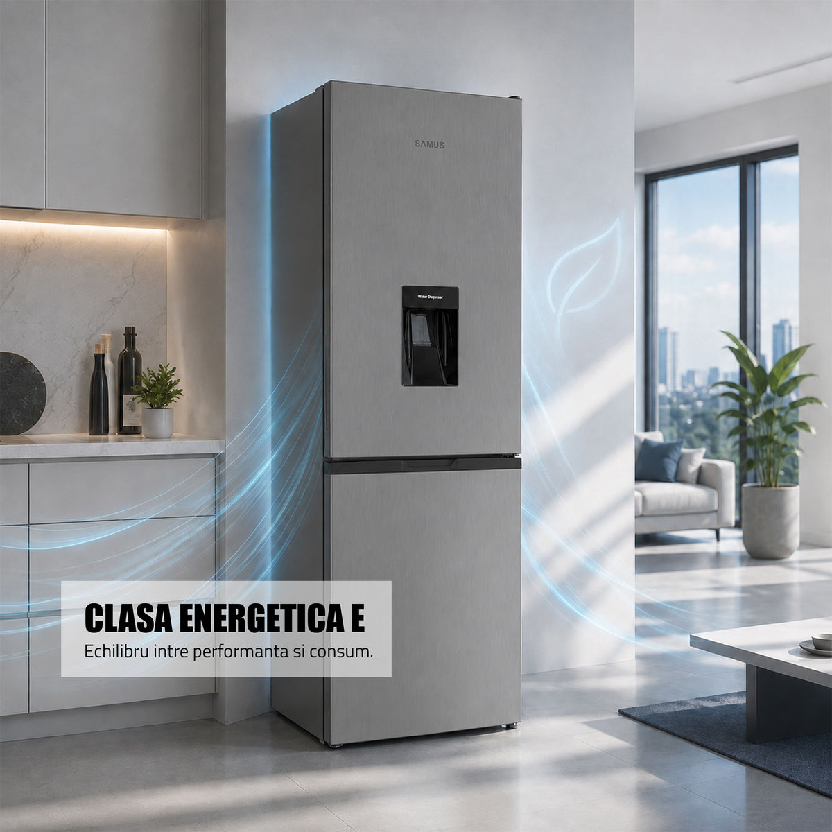 Combina Frigorifica Samus SCX517NFIDE | No Frost, Clasa E, Inox, 62.1x65x205cm - Etichetă energetică