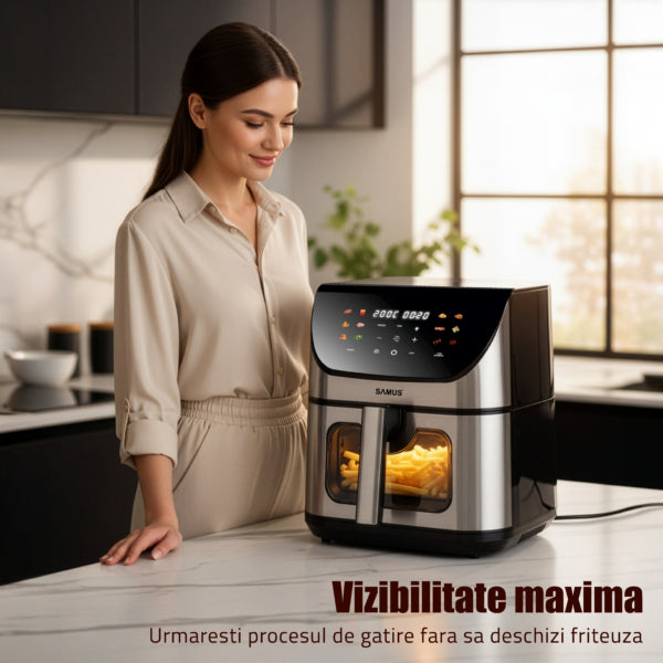 Samus Air Fryer Air Fryer Samus AF8-S1700DW | 1700W, 8L, 12 Programe, Inox/Negru