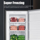 Samus Congelator vertical Congelator Samus SCGXE336NFE, No Frost, 204 L, Clasa E, Super freezeing, Inox