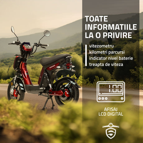 Trotineta Electrica Samus Chicago-18T800-48V26-Red | 48V, 800W, Autonomie 26km, Rosu