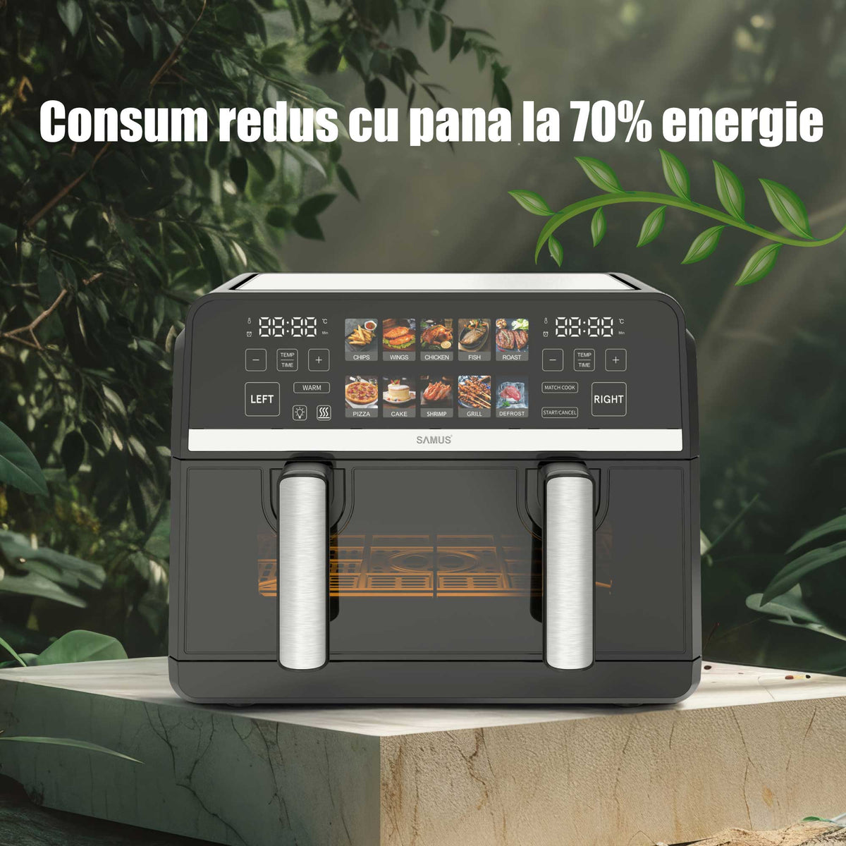 Air Fryer Samus AF9BIG-S2500DW | 2500W, 9L, 10 Programe, Negru