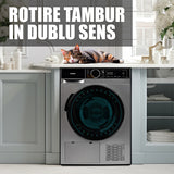 Uscator de Rufe Samus SADP-836DS | 8kg, Pompa de Caldura, 15 Programe, Clasa D, Argintiu, 60x60x84.5cm