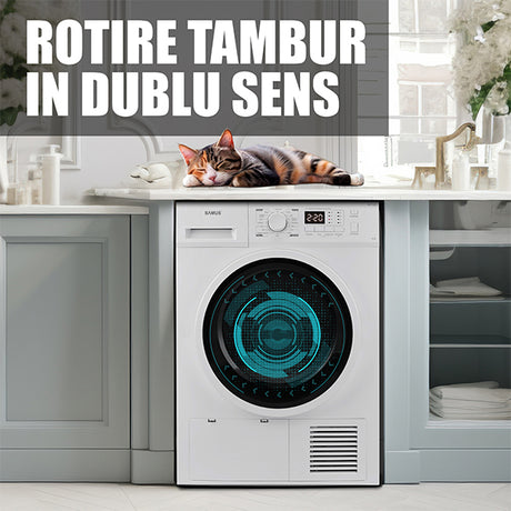 Uscator de Rufe Samus SGDP-824 | 8kg, Pompa de Caldura, 16 Programe, Clasa E, Alb, 60x60x85cm