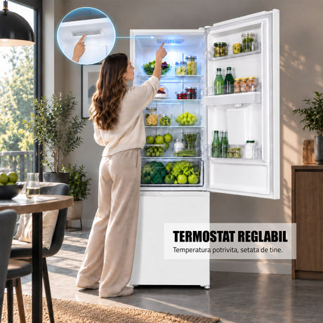 Combina Frigorifica Samus SCW517NFIDE | 324L, No Frost, Clasa E, Inox, 60x65x201cm