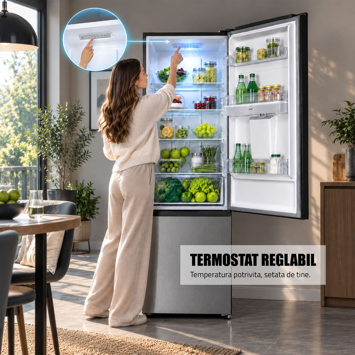 Combina Frigorifica Samus SCX517NFIDE | No Frost, Clasa E, Inox, 62.1x65x205cm