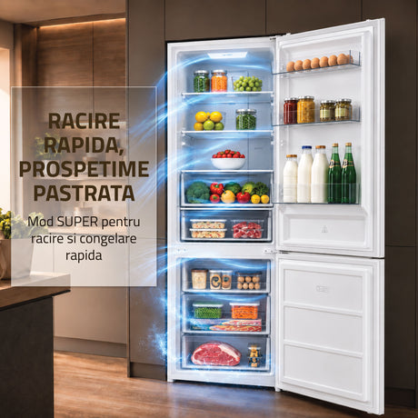 Combina Frigorifica Samus SCW540NFIE | 400L, No Frost, Clasa E, Inox, 60x68x186cm