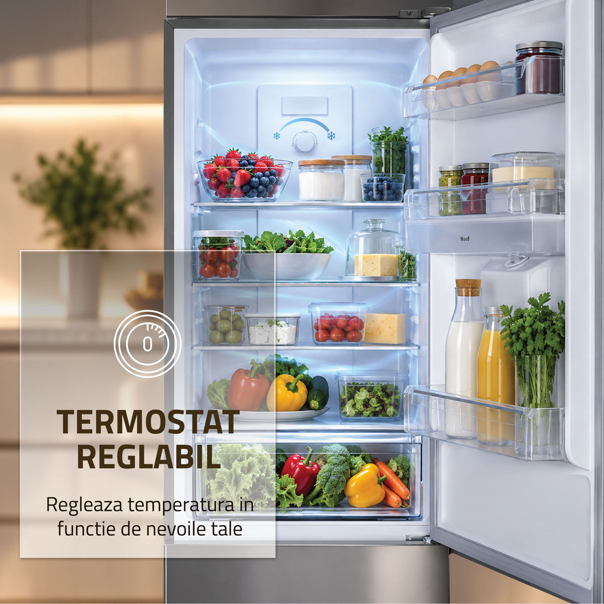 Combina Frigorifica Samus SCX401NFIDE | No Frost, 291L, Clasa E, Inox, 60x60x186cm