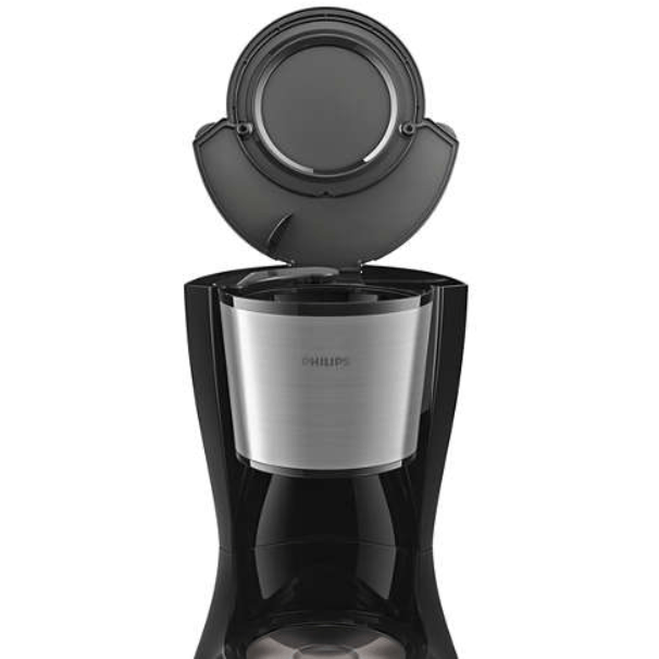 Philips Cafetiera Daily Collection, Sistem Anti-picurare, Sistem Aroma twister, Vas de sticla, putere 1000W, capacitate vas 1.2 l, 2-15 cesti, Negru si metalic