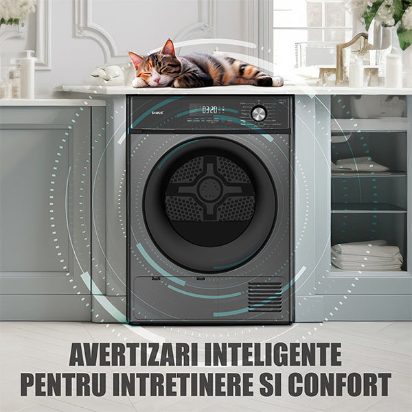 Uscator de Rufe Samus SWDP-817DS | 8kg, Pompa de Caldura, 16 Programe, Clasa E, Antracit