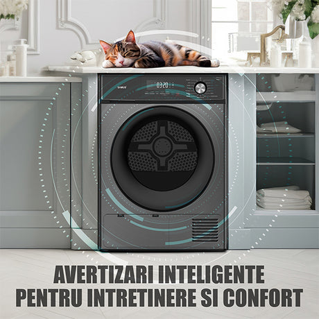 Uscator de Rufe Samus SWDP-817DS | 8kg, Pompa de Caldura, 16 Programe, Clasa E, Antracit