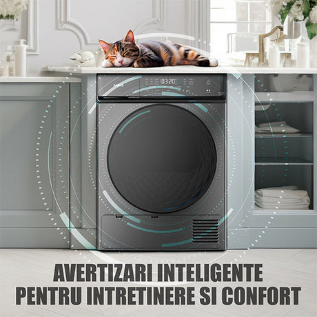 Uscator de Rufe Samus SWDP-919DS | 9kg, Pompa de Caldura, 18 Programe, Clasa E, Antracit