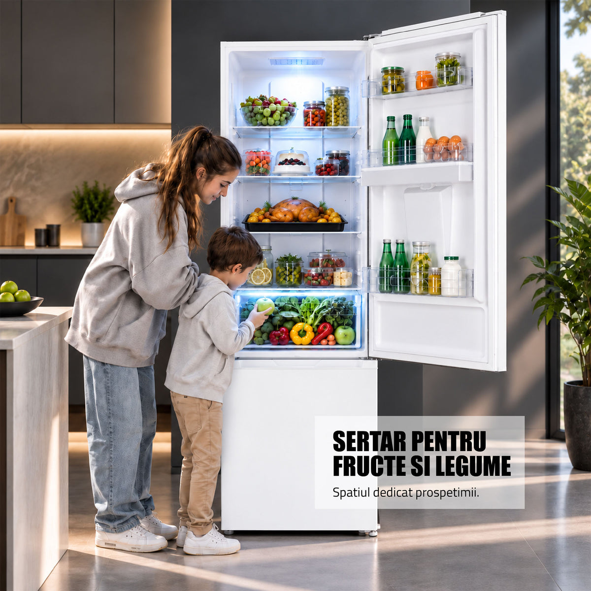 Combina Frigorifica Samus SCW517NFIDE | 324L, No Frost, Clasa E, Inox, 60x65x201cm