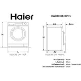 Masina de spalat cu uscator Slim Haier HWD80-B14979-S | 8/5kg, 1400RPM, Clasa A/D, Alb