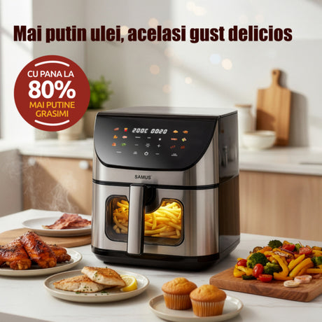 Samus Air Fryer Air Fryer Samus AF8-S1700DW | 1700W, 8L, 12 Programe, Inox/Negru