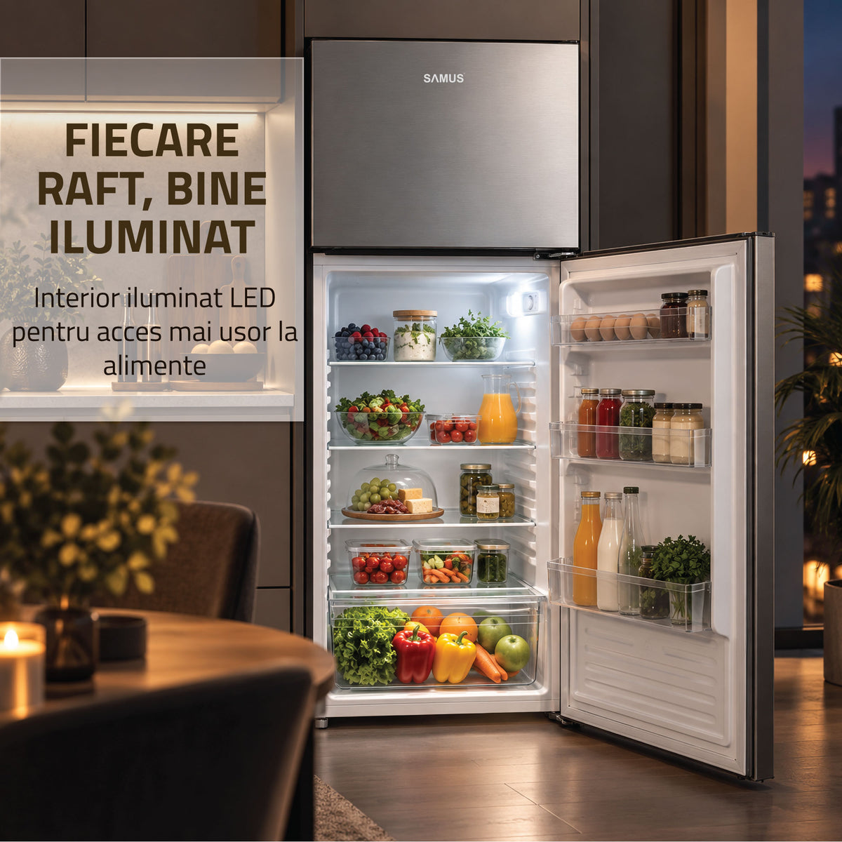 Frigider Samus SX466IE | 2 Usi, Clasa F, 304L, Static