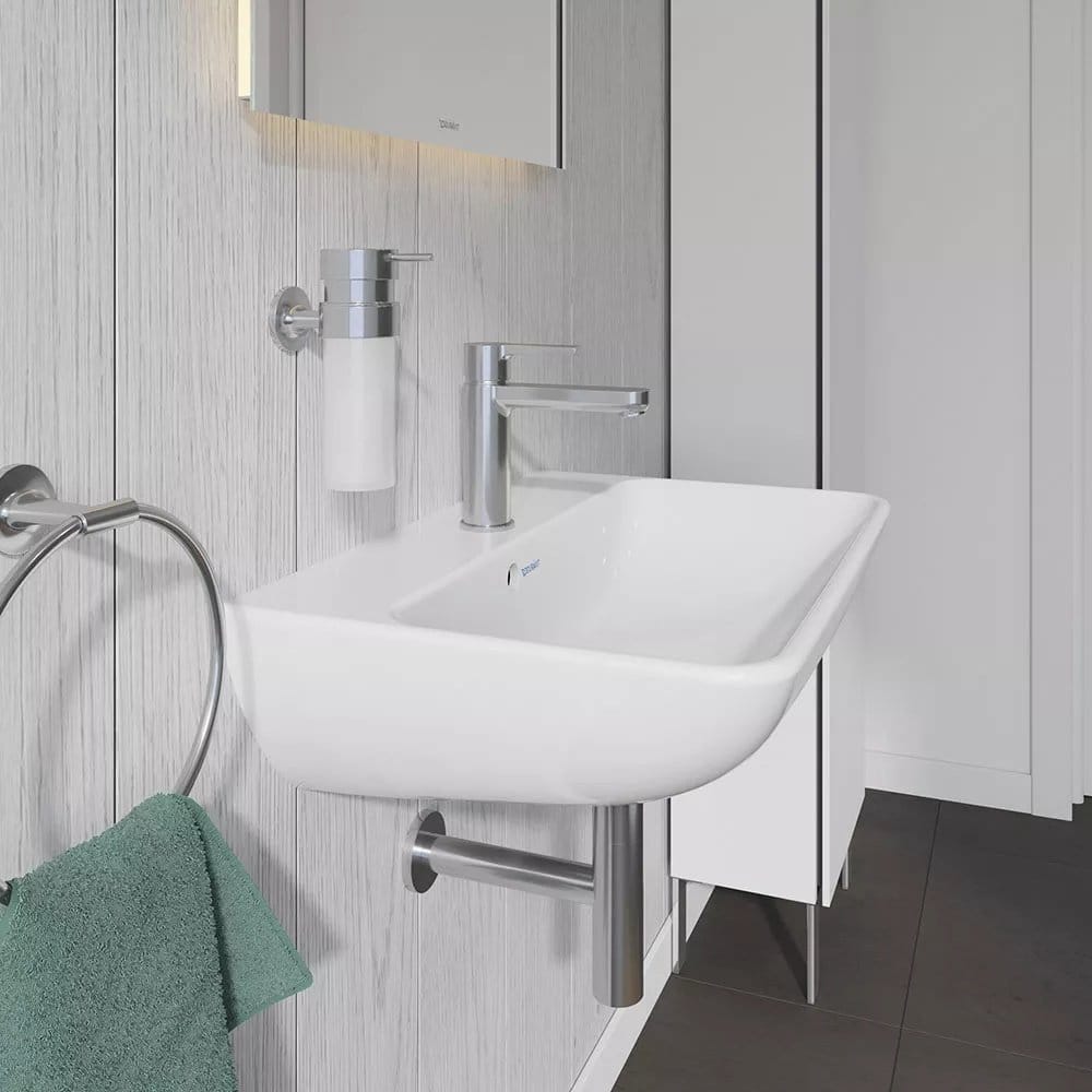 Duravit Lavoar Duravit, Wash basin 600mm ME by Starck compact, white, w.OF, w.TP, 1 TH, montare pe perete, cu preaplin, gaura pt baterie, alb