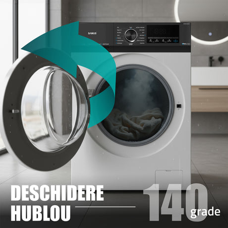 Mașină de Spălat Rufe Inverter Samus | 8kg, 1200 RPM, Clasa A, 16 programe, 59.5x56x85cm