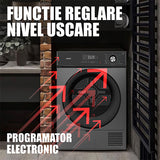 Uscator de Rufe Samus SWDP-817DS | 8kg, Pompa de Caldura, 16 Programe, Clasa E, Antracit