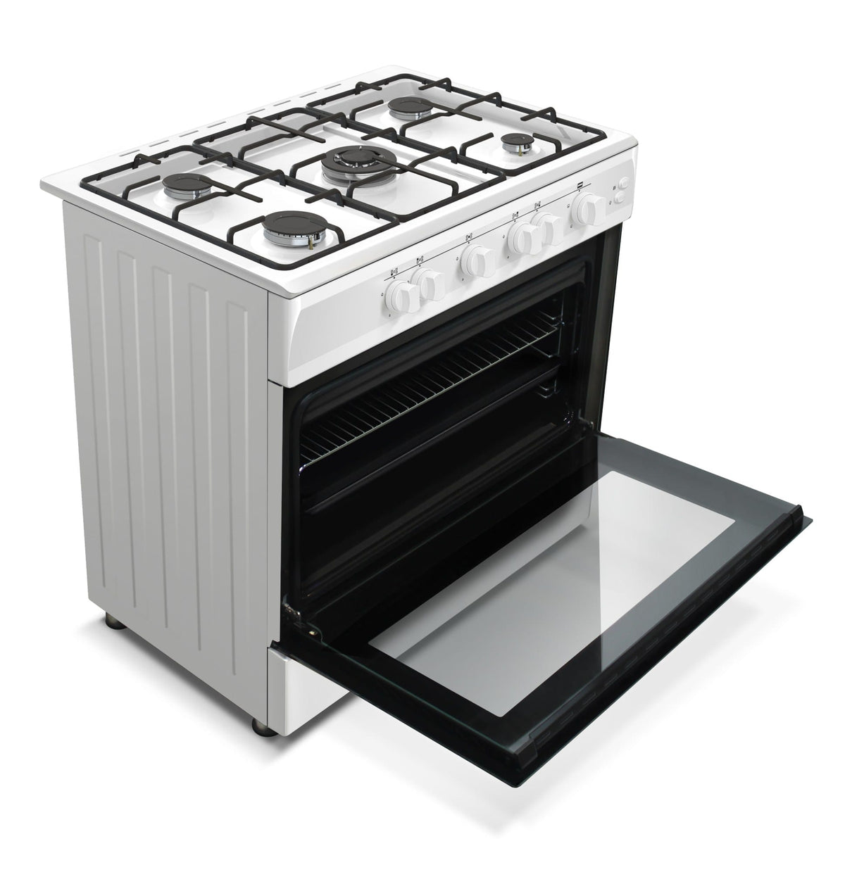 NobeLTek Cooking Aragaz Nobeltek, 60x90cm, plita gaz cu 5 ochiuri(arzator mare triplu), cuptor gaz (102l), aprindere electrica, grill, iluminare cuptor, echipat cu diuze GN, diuze GPL de schimb, alb