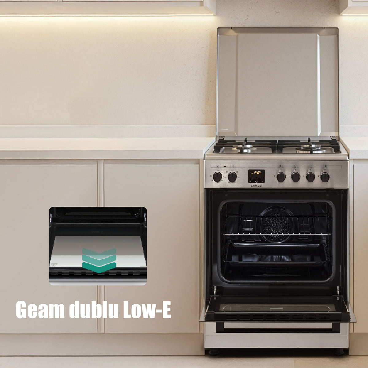 Aragaz Samus SM663AENS1 INOX | 56L, Inox, Inox, 59.8x61x83cm
