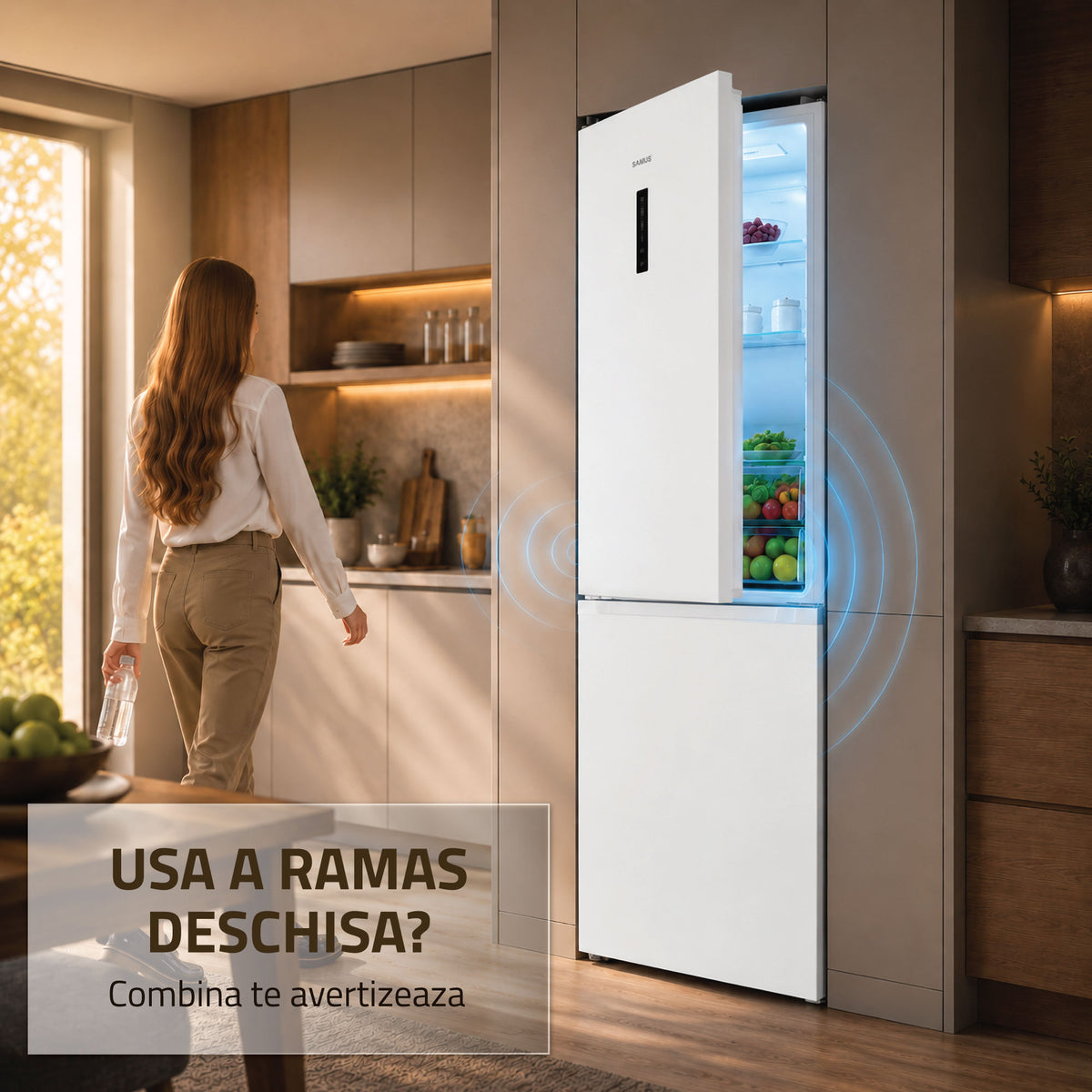 Combina Frigorifica Samus SCW540NFIE | 400L, No Frost, Clasa E, Inox, 60x68x186cm