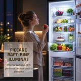 Combina Frigorifica Samus SCX401NFIDE | No Frost, 291L, Clasa E, Inox, 60x60x186cm