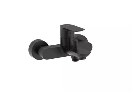 Roca Baterie cada Roca, Gama Naia, cartus ceramic, levier metalic, diverter, monocomanda, titanium black, negru