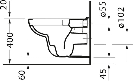 Duravit Vas wc + capac Duravit, Toilet-set w/m D-Code rimless washdown model, incl.s&c, w.SC, suspendat, evacuare orizontala, cu capac (0067390000), soft close, alb
