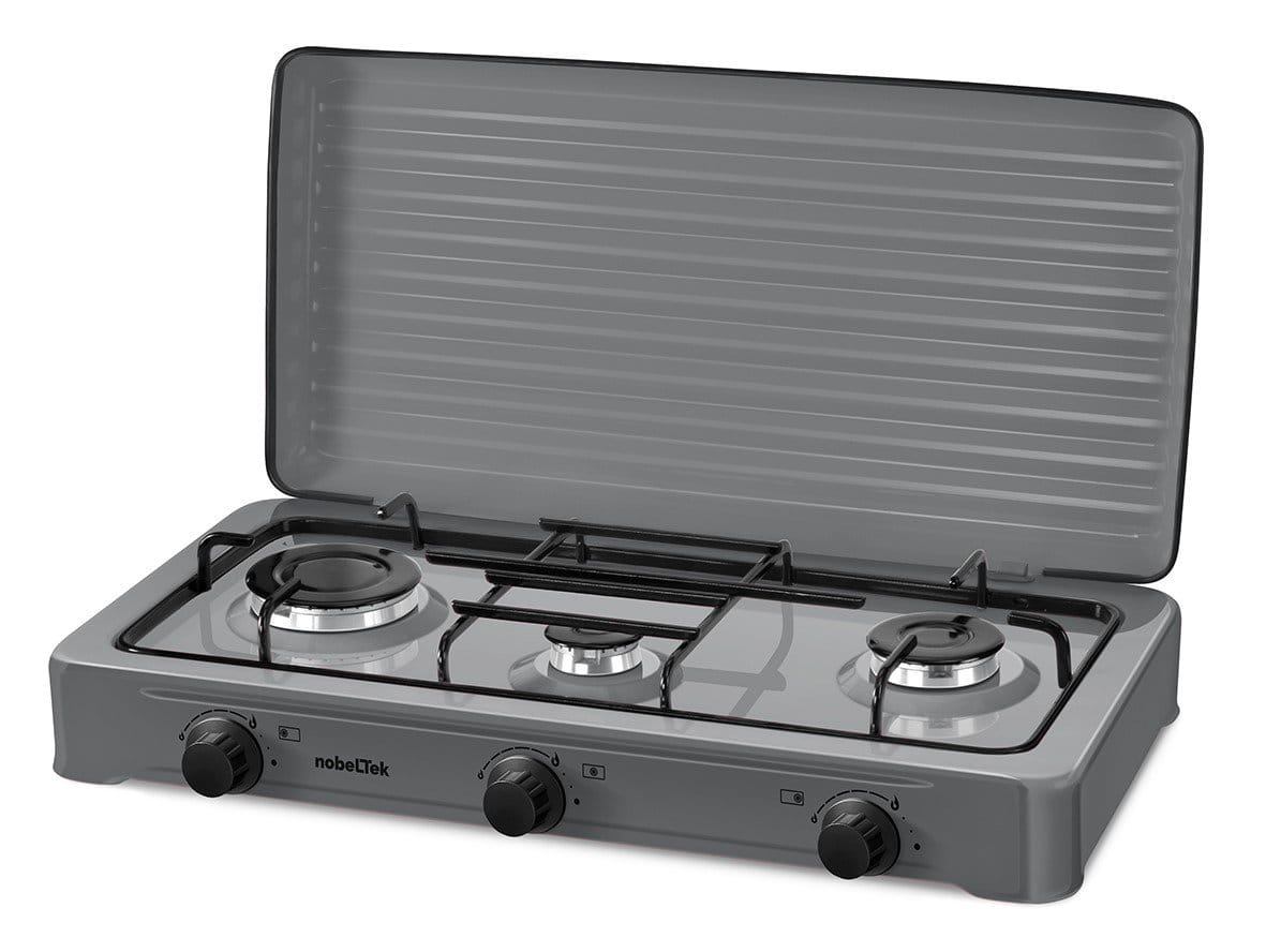 NobeLTek Kitchen Plita pe gaz Plita pe gaz NobeLTek NLT PE3GS | 3 arzatoare, gratar emailat, GPL, capac, argintiu