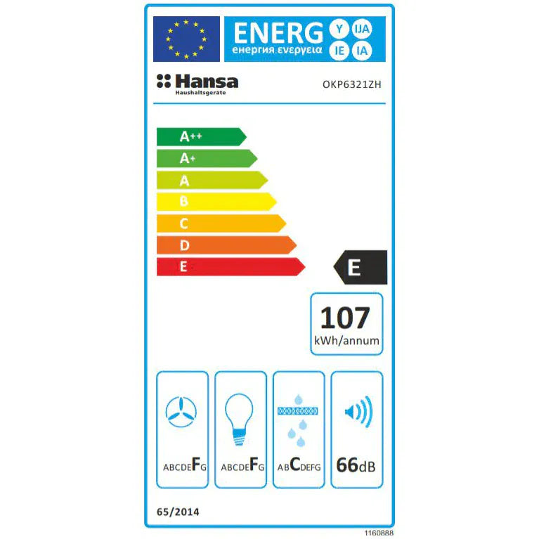 Hansa Hota semineu Hota Semineu Hansa OKP6321ZH | 60cm, 420m3/h, 1 Motor, Inox
