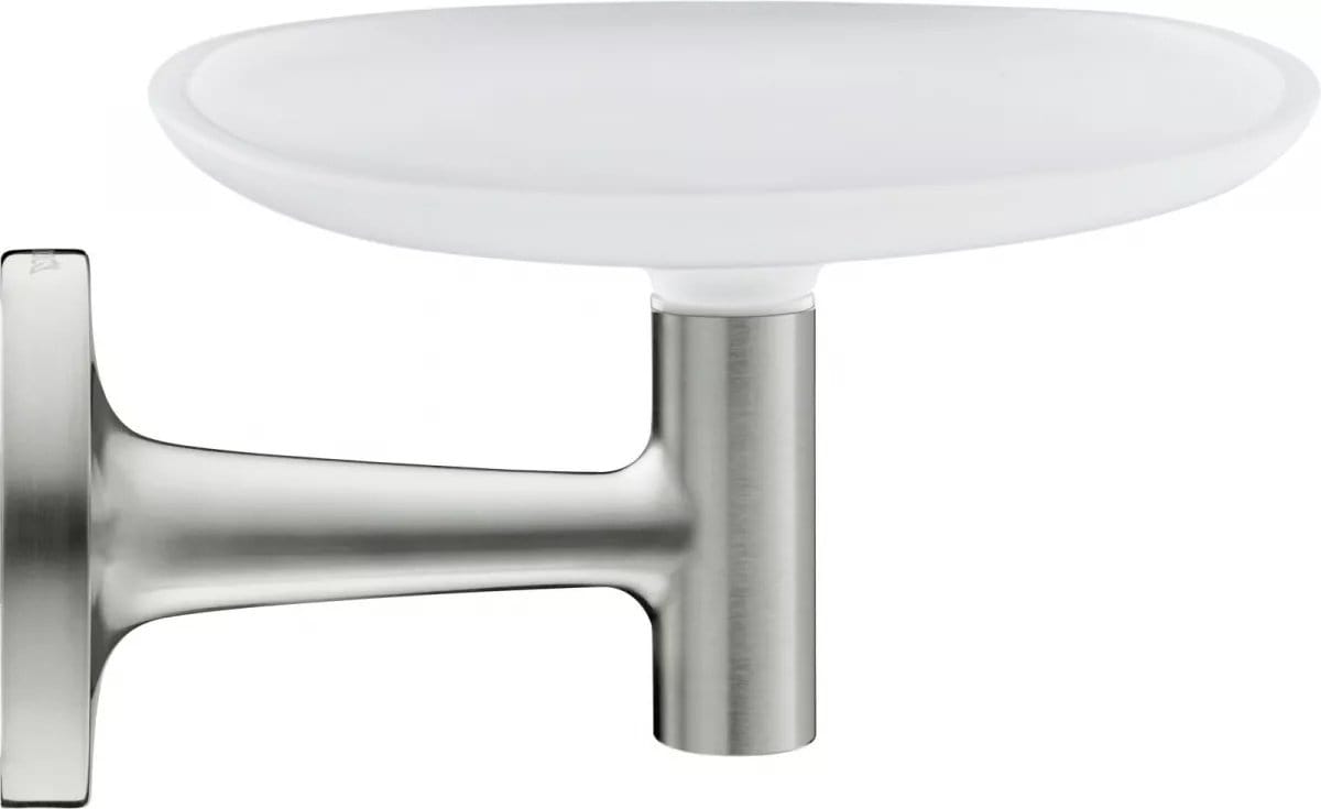 Duravit Savoniera Duravit, Soap shelf Starck T, incl. white frosted glass brushed stainless steel, montare pe perete, fixare ascunsa, metal/sticla, crom mat