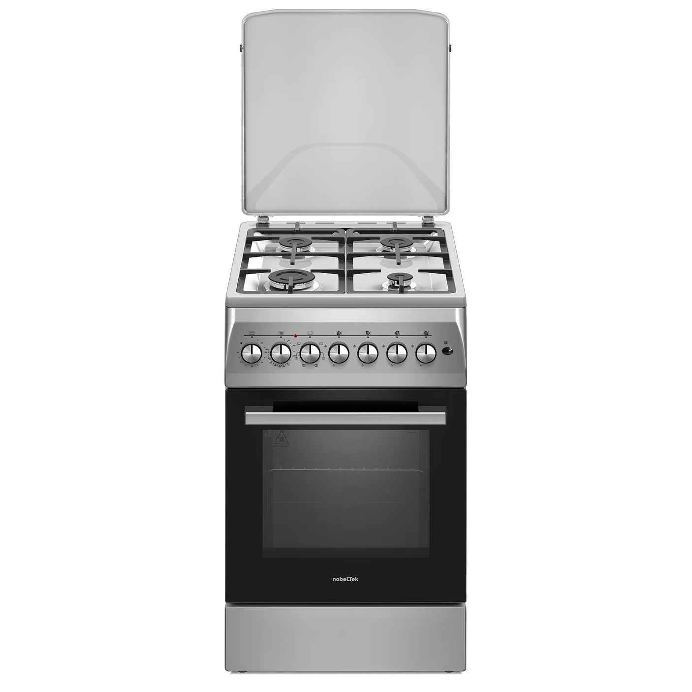 NobeLTek Cooking Aragaz Aragaz Nobeltek NLT 6604IX/FE1 | 60x60cm, Plita Gaz, Cuptor Electric, Ventilator, Inox, 60x60x85cm