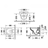 Duravit Vas wc + capac Duravit, Toilet-set WM 480mm Duravit No.1 comp.,wd,riml.,s&c w.soft closure, suspendat, evacuare orizontala, cu capac (0026190000), soft close, alb