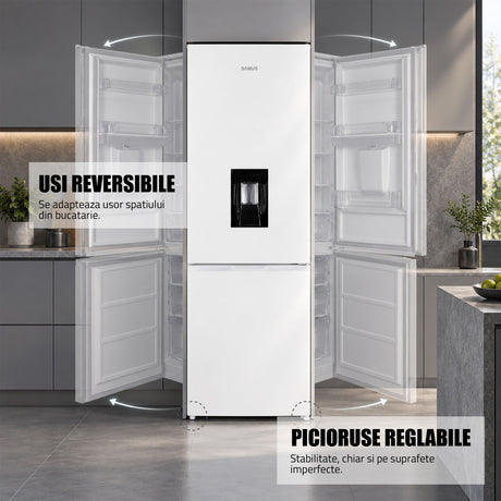 Combina Frigorifica Samus SCW517NFIDE | 324L, No Frost, Clasa E, Inox, 60x65x201cm